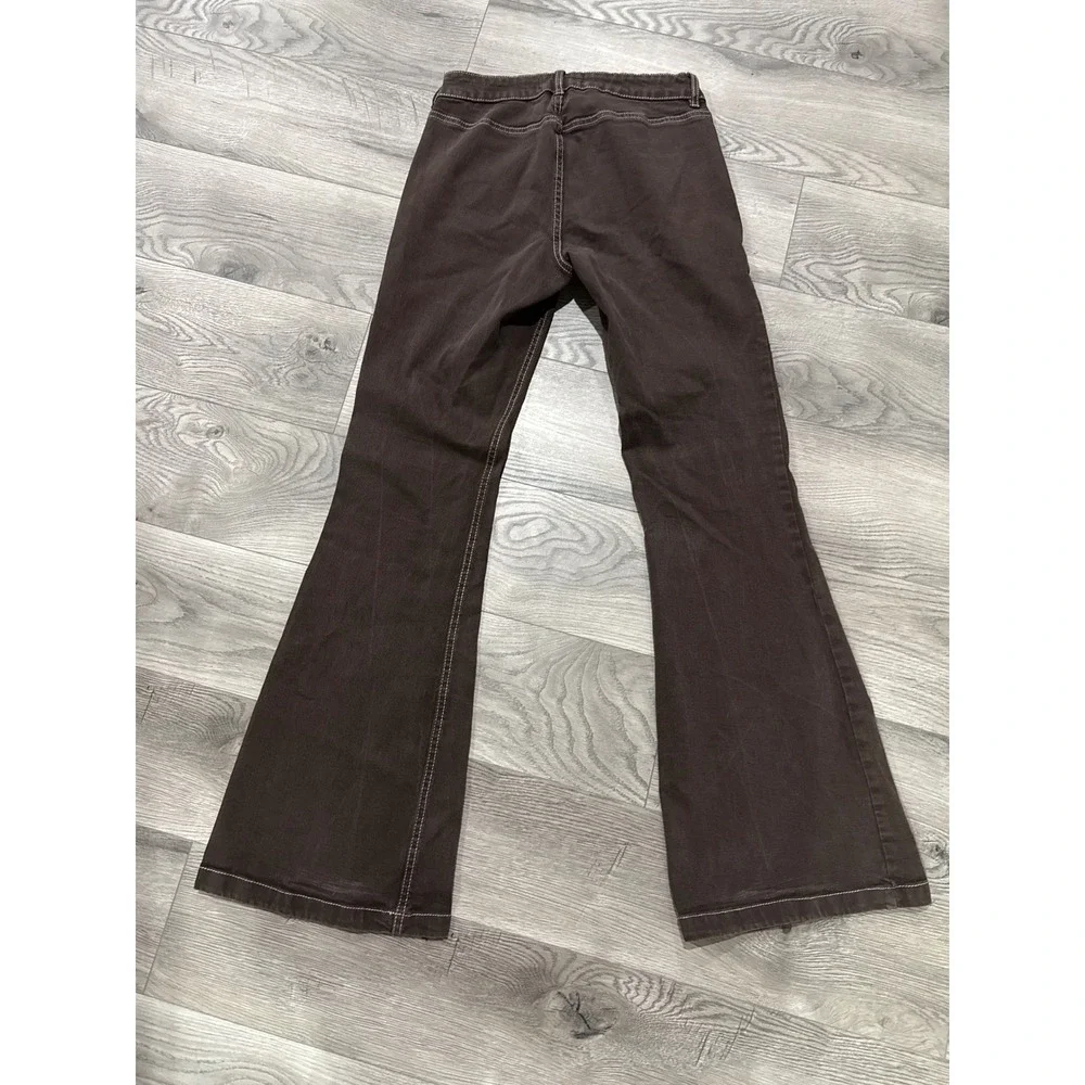 Garage Denim Womens Brown Low Rise Flare Jeans Contrast Stitch‎ Size 3